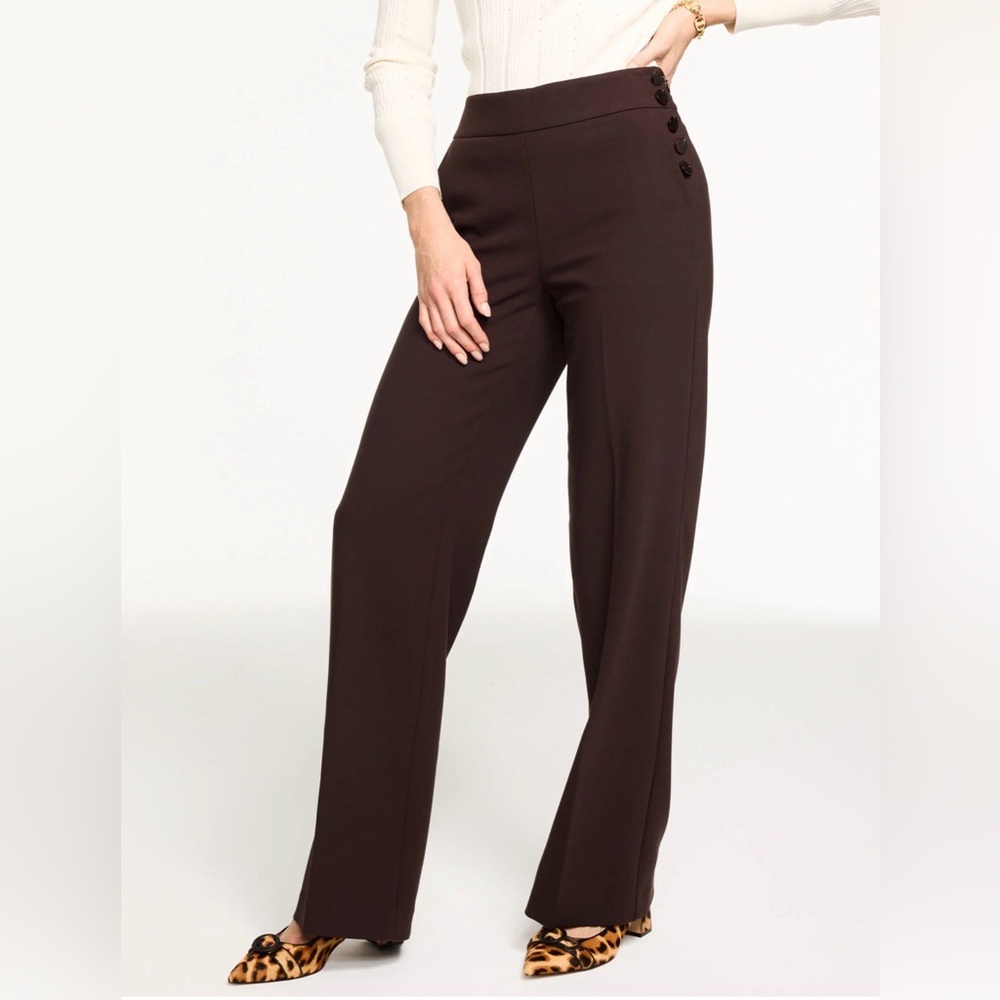 Talbots Greenwich Wide Leg Pants 8P Brown New with Tags